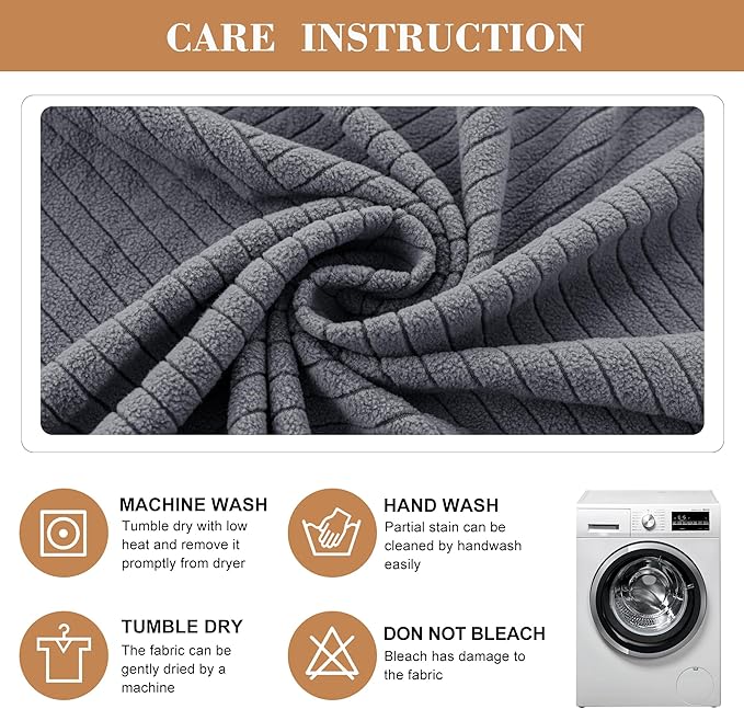 Jin Le Newest Recliner Chair Covers 4 Pieces Lazy Boy Recliner Covers for Recliner Chair Jacquard Reclining Chair Cover Stay in Place with 2 Pockets-Dark Gray