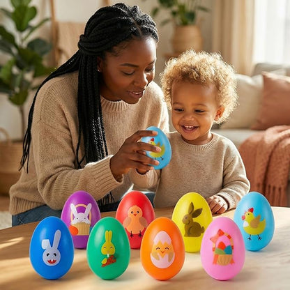 8 Pack Easter Plastic Shake Eggs Percussion Musical Maracas Easter Egg Shakers for Kids Toddlers Easter Basket Stuffers Egg Fillers Party Favors Gifts
