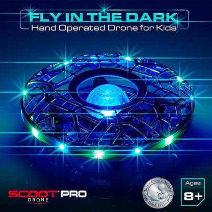 Force1 Scoot Pro Hand Operated Drone for Kids or Adults- Induction Hands Free Motion Sensors Mini Drones with Bright LED Projection, 360 Flips, Easy Indoor Small UFO Flying Orb Ball Drone Toy for Boys Girls