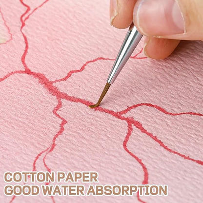 25 Sheets Watercolor Paper 7X 10, 300 GSM Deckled Edge Paper Rough/Textured Handmade Paper for Watercolors, Wedding Invitations, Cards, Crafts