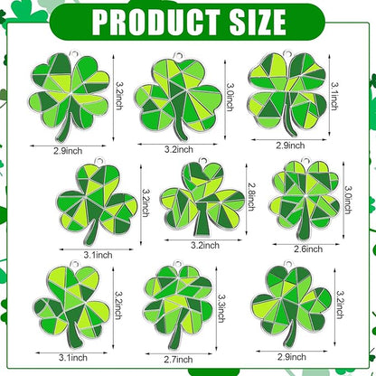 36 Sets St. Patrick's Day Shamrock Suncatchers Ornaments Decorations DIY Window Paint Suncatchers Craft Kits Lucky Shamrock Sun Catcher Gifts for Home Party Supplies Arts and Crafts Project