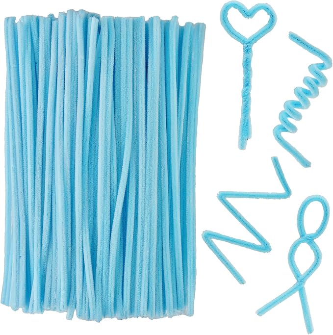 Qirimoi Light Blue Pipe Cleaners Craft Pipe Cleaners Bulk Pipecleaners Crafts Supplies，200Pcs Light Blue