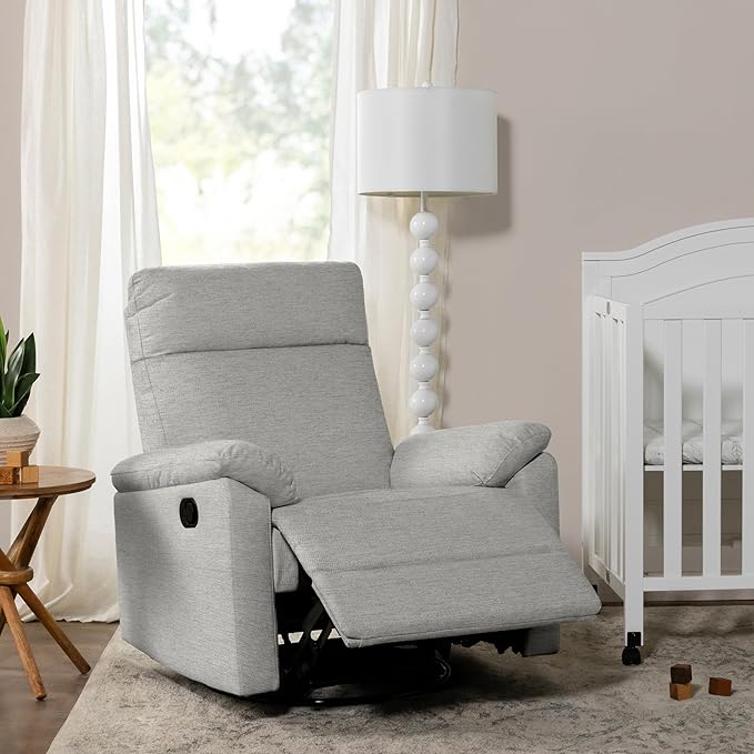 DaVinci Suzy Glider Recliner Nursery Chair - Glider Rocking Chair for Nursery and Living Room - GREENGUARD Gold, FSC & Certi-PUR US Certified - 360° Swivel Rocker Recliner Chair (Frost Grey)