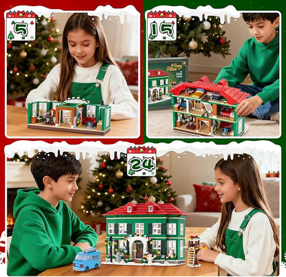 Christmas House Building Set with Light for Adults, NO Compatible with Lego House, 1187PCS Holiday Loness Home Boys House Building Kits, Christmas for Movie Fans Friends Family