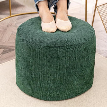 Sturdy Boucle Pouf Ottoman Foot Rest Nice Living Room Decor Lightweight Ottoman Pouf Filler Comfort Pouf Cover Modern Foam Stuffed Poof Perfect to Rest Your Feet No Need Assemble Moss Green