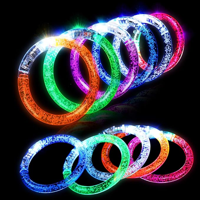 48 Pack Glow in The Dark Bracelets, LED Bracelets Party Supplies, LED Glow Stick Bracelet Christmas Party Supplies Light Up Party Favors for Concerts, Festivals, Sports, Parties, Night Events