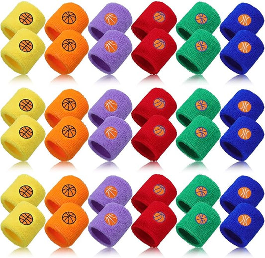 36 Pieces Sports Wristbands for Kids Colorful Baseball Wrist Sweatbands Acrylic Yarn Wrist Bands Sweat Bands for School Students Sports Basketball Birthday Party Favors Supplies, 6 Colors