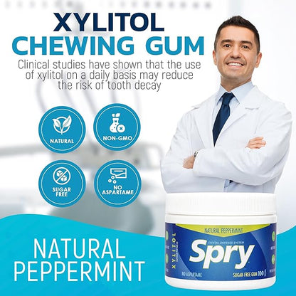 Spry Total Dental Health Kit, All Day Oral Care and Gum Health Kit Including Spry Xylitol Sugar Free Gum, Xylitol Sugar Free Candy Mints, Xylitol Oral Rinse and Spearmint Toothpaste with Xylitol
