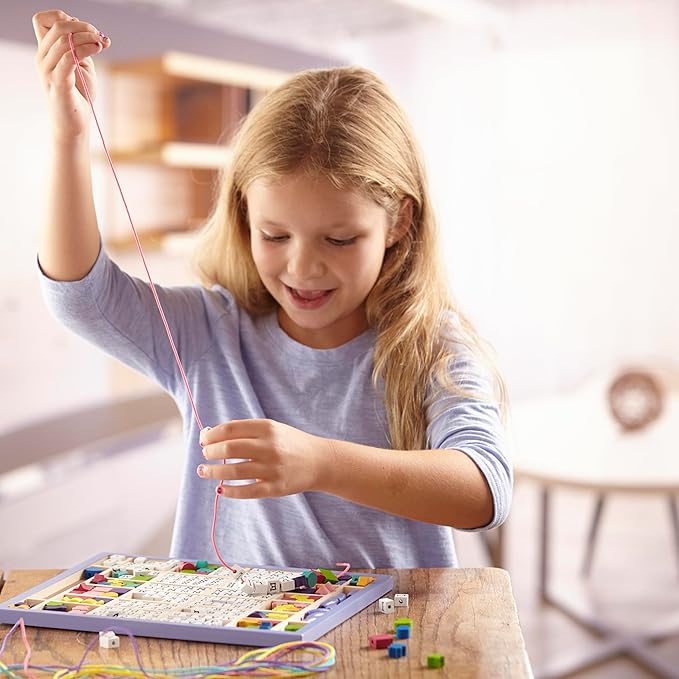 Melissa & Doug Created by Me! Alphabet Beads Deluxe Wooden Stringing Beads, 200+ Beads and 8 Laces for Jewelry-Making