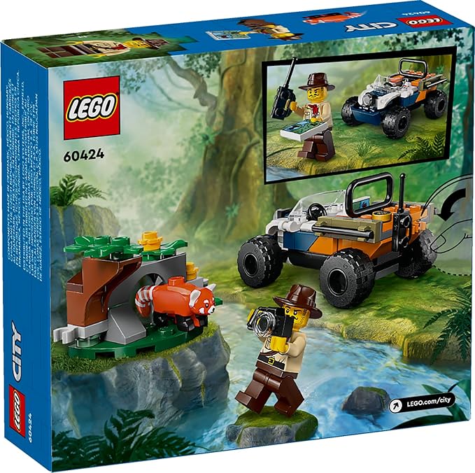 LEGO City Jungle Explorer ATV Red Panda Mission Car Toy, Fun Summer Toy for Kids Ages 6 and Up, Jungle Explorer Minifigure & Animal Figure Included, Outdoor Toy Gift Idea for Adventure Fans, 60424