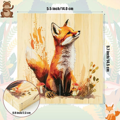 CJiangpo Wooden Animal Chunky Puzzles - 4 in 1 Woodland Animal Puzzle Blocks Sensory Toys for Toddlers 2+ Years, Realistic Rectangular Building Block Stacking Educational Toy Game for Boy Girl