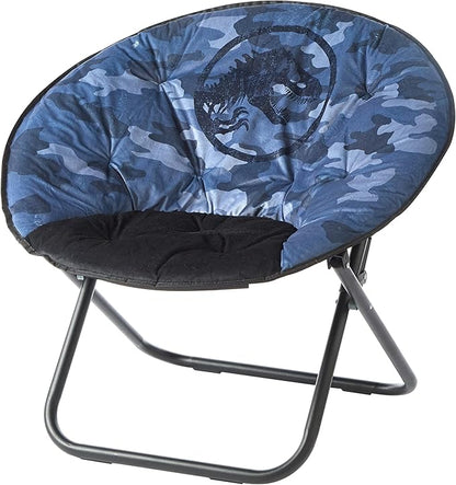 Idea Nuova Jurassic World Plush Folding Saucer™ Chair with 32" Folding and Metal Frame for Kids,Teens,Adults, Large