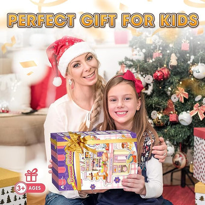 Mini Kids Kitchen Playset with Apron, Play Kitchen Toy with Realistic Steam and Lights, Play Sink and Toy Kitchen Accessories, Pretend Play Gift for Toddlers 3-5 Boys Girls (Pink)