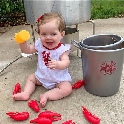 Lil' Bit Boiling Co. Kids Louisiana Crawfish Boil Playset - Toy Food Kitchen Set for Children with Pot, Strainer, Wooden Paddle and Accessories