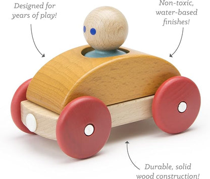 3 Piece Tegu Magnetic Racer Building Block Set, Orange