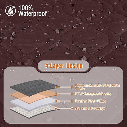 VANSOFY 100% Waterproof Recliner Chair Covers, Recliner Cover Non-Slip Dog Chair Cover Furniture Protector Washable Slipcover with Pocket, Elastic Straps for Pets, Dogs(Coffee, 30")