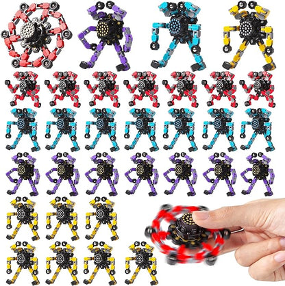 Transformable Fidget Spinners 32 Pcs for Kids and Adults Stress Relief Sensory Toys for Boys and Girls Fingertip Gyros for ADHD Autism for Kids Easter Basket Stuffers Gifts (Fingertoy-32pc)
