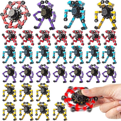 Transformable Fidget Spinners 32 Pcs for Kids and Adults Stress Relief Sensory Toys for Boys and Girls Fingertip Gyros for ADHD Autism for Kids Easter Basket Stuffers Gifts (Fingertoy-32pc)