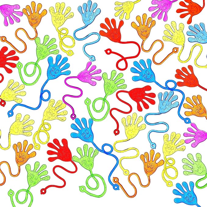 JOYIN 240Pcs Glitter Sticky Hands Party Favors, Party Favors Set for Kids, Holiday Traditions, Classroom Treasure Box Carnival Prizes Bulk Pinata Stuff Mini Toys, Goodie Bags