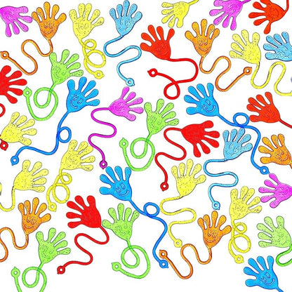 JOYIN 120Pcs Glitter Sticky Hands Party Favors, Party Favors Set for Kids, Holiday Traditions, Classroom Treasure Box Carnival Prizes Bulk Pinata Stuff Mini Toys, Goodie Bags
