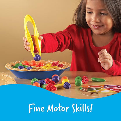 Learning Resources Super Sorting Pie - 68 Pieces, Ages 3+ Toddler Fine Motor Toy, Preschool Learning Games, Develops Counting and Color Recognition, Pretend Play Food, Kids Tweezers