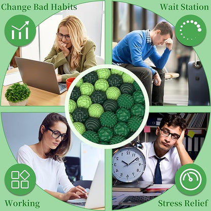 Silicone Magnetic Balls, Fidget Toys for Adults & Teens, 6PCS Stress Balls Sensory Toy, Quiet Magnet Desk Fidgets with Textured, ADHD Anxiety Relief Items, Fun Stocking Suffers Gifts (Green)