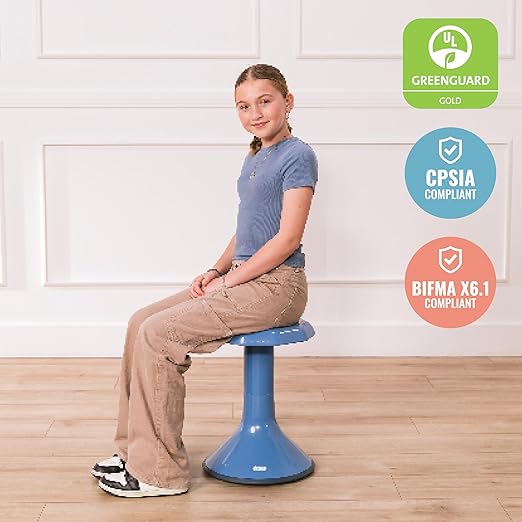 ECR4Kids ACE Active Core Engagement Wobble Stool, 18-Inch Seat Height, Flexible Seating, Powder Blue