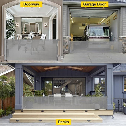 175 Inch Extra Wide Retractable Dog Gates 33" Tall Retractable Baby Gates for Wide Openings Extra Long Mesh Baby Gate Super Wide Gate for Kids or Pets Extra Large Dog Gate for Indoor Outdoor (Grey)