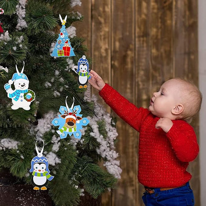 Civaner Christmas Crafts for Kids, Christmas Arts and Crafts DIY Christmas Tree Ornament Kit Make Your Own Christmas Craft Projects for Kids Ages 6-8 8-12, 4 Styles (24 Sets)