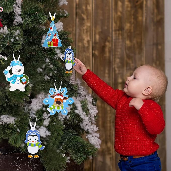 Civaner Christmas Crafts for Kids, Christmas Arts and Crafts DIY Christmas Tree Ornament Kit Make Your Own Christmas Craft Projects for Kids Ages 6-8 8-12, 4 Styles (32 Sets)