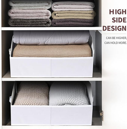 Homsorout Closet Baskets for Shelves Trapezoid - Decorative Storage Baskets with Handle, Closet Bins for Organization, Shelf Storage Bins for Clothes, Books, Home, Office, 10 Pack, White