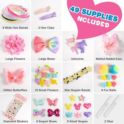 Hair Accessories for Girls-Arts and Crafts Gift for Ages 4-9 Year Old Girl,Great 5 Year Old Girl Gift,Headband Making Kit Gifts for 4 5 6 7+Year Old,Girls Toys Stocking Stuffers for Kids
