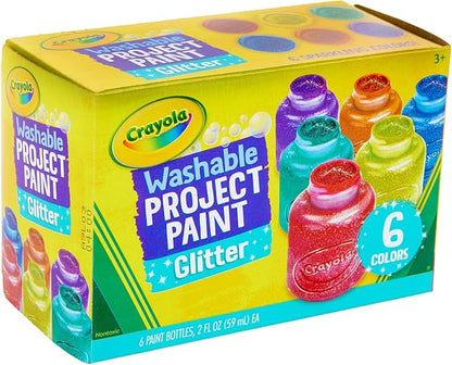 Crayola Washable Glitter Paint Great for Classroom Projects, 6 Count