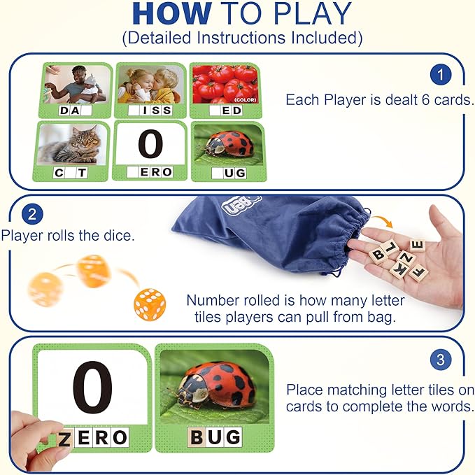 BenBen Spelling Games with 224 Flashcards, 2-4 Players, Learning Games for Kids Ages 4-8, Educational Toys for Kindergarten 1st 2nd 3rd Grade, Preschool Classroom Must Haves