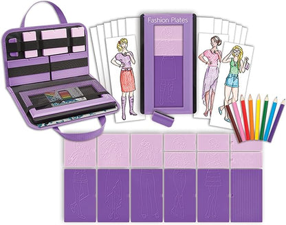 Fashion Plates Classic – Girls Fashion, Mix-and-Match Drawing Kit, Arts and Crafts, Coloring, Art Supplies, Craft Supplies, Stencils, Crayons Included, Create Your Own Fashion Designs, Ages 6+