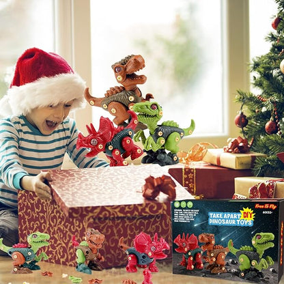 FREE TO FLY Dinosaur Toys Gifts for 3 4 5 6 7 8 Year Old Boys: Stem Dinosaur Toy for Kids 3-5 Girls Toddler Building Learning Eductional Take Apart Dino Toys with Electric Drill Birthday