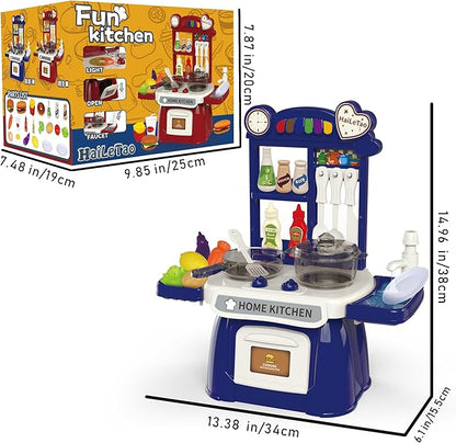 Kitchen Set for Toddler with Sound and Light，Pretend Cooking Food Set,Kids Kitchen Playset，Play Sink with Running Water and Electronic Induction Stove，Kitchen Accessories