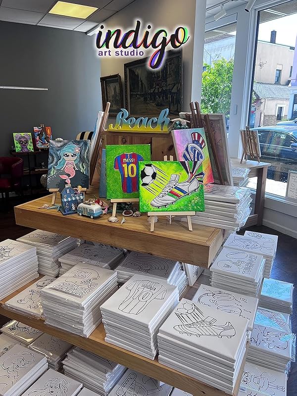 Indigo Art Studio Pre Drawn Canvas Paint Kit for Adults Kids Couples | Stenciled | Sneakers Air Jordan Retro | DIY Birthday Gift & Sip and Paint With Twist Party Favor (Sneakers #4) (11x14 Inches)