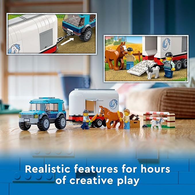 LEGO 60327 City Great Vehicles Horse Transporter Set, with SUV Toy Car, Trailer, Horse Figure and Jump, Gifts for Kids, Boys & Girls 5 Plus Years Old