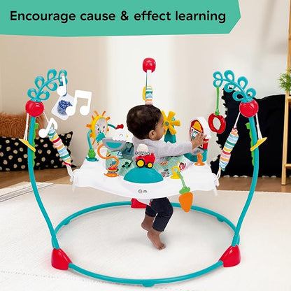 Baby Einstein Farm Explorers Jump & Learn Barnyard 2-in-1 Baby Jumper Activity Center with Interactive Toys, Music, Lights, & Sounds, Ages 6-12 Months