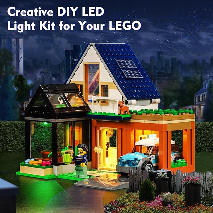 VONADO LED Light Kit Compatible with Lego City Family House and Electric Car 60398, Creative Lighting Set Accessories Compatible with Lego 60398 Building Set (Lights Only, No Models)