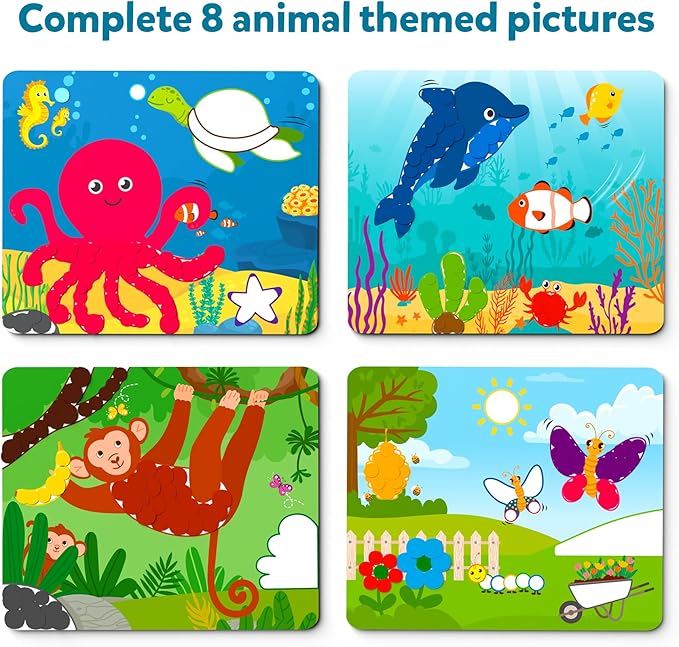 Skillmatics Art Activity - Dot It Animals, No Mess Sticker Art for Kids, Craft Kits, DIY Activity, Gifts for Boys & Girls Ages 3, 4, 5, 6, 7, Travel Toys for Toddlers