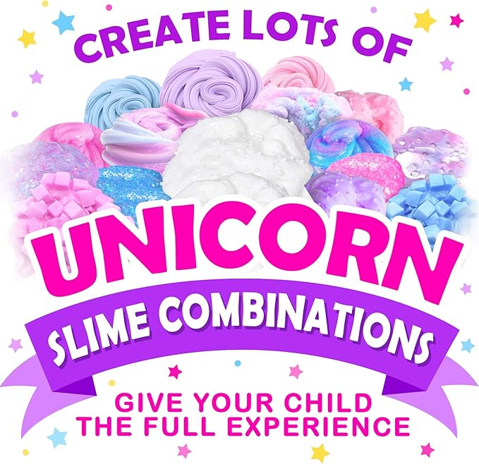 Original Stationery Mini Unicorn Slime Kit - Multicolor, One Size, Ages 7-12 - DIY Unicorn Slime Kit for Girls & Boys with Clay, Foam Balls & Glitter - Kids Crafts & Toys, Magical Gifts