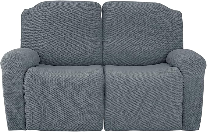 Jin Le 6 Pieces Recliner Cover Stretch Recliner Chair Cover - Reliner, Drak Gray 2 Seater Recliner Couch Covers Sofa Covers Jacquard Soft Furniture Protector with Elastic Bottom and Ties for Kids/Pets