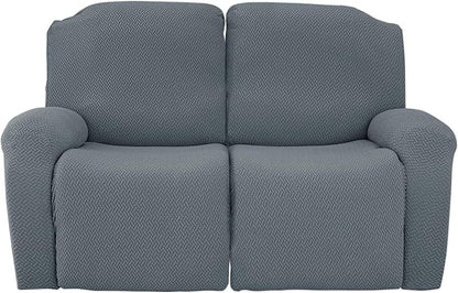Jin Le 6 Pieces Recliner Cover Stretch Recliner Chair Cover - Reliner, Drak Gray 2 Seater Recliner Couch Covers Sofa Covers Jacquard Soft Furniture Protector with Elastic Bottom and Ties for Kids/Pets