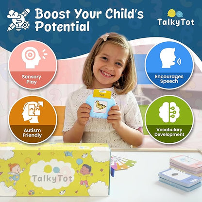 510 Words Talking Flash Cards for Toddlers 1-3, Pocket Speech for Toddlers, Card Early Education Device, Phonics Flash Cards, Word Learning Toys for Toddlers 1-3, Pocketspeech