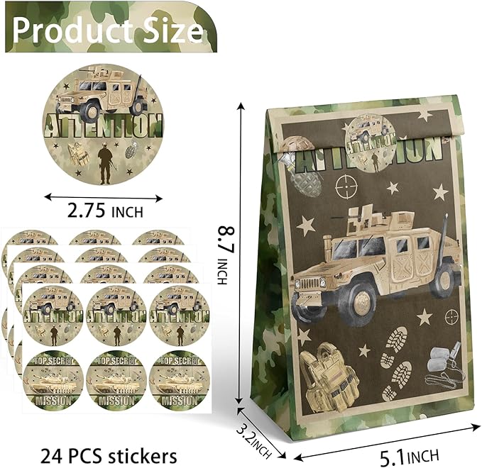 camouflage Party Favor Bags Army Goodie Bags Army Party Favors for Kids camo Birthday Party Supplies