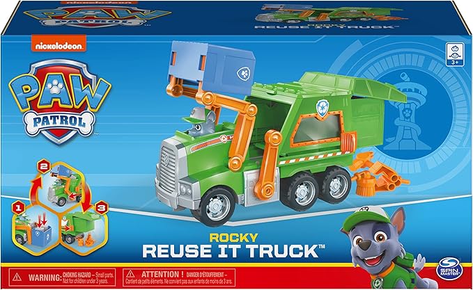 Paw Patrol, Rockyâ€™s Reuse It Deluxe Truck with Collectible Toy Figure and 3 Tools, for Kids Aged 3 and up