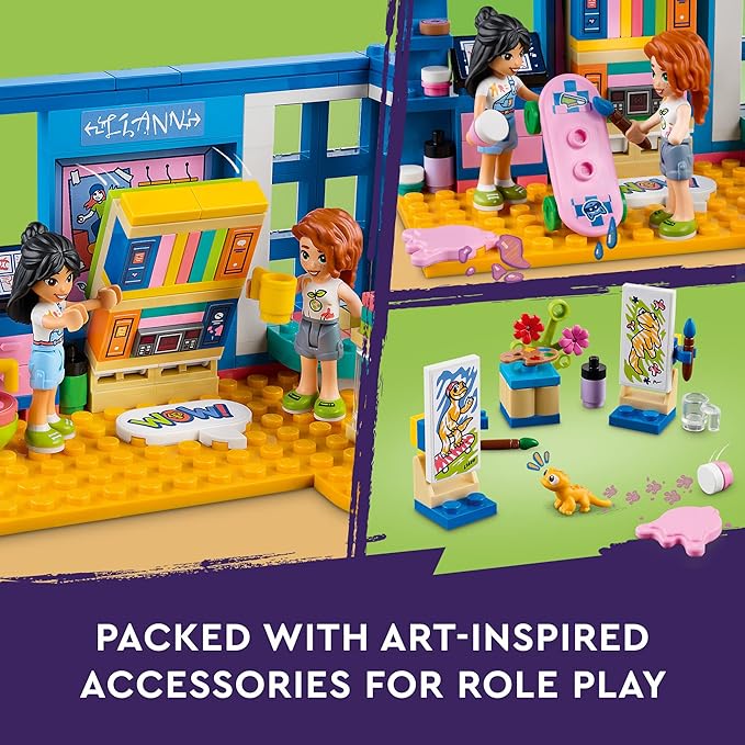 LEGO Friends Liann's Room 41739, Art-Themed Bedroom Playset with Liann & Autumn Mini-Dolls, Collectible Toy for Girls and Boys 6 Plus Years Old