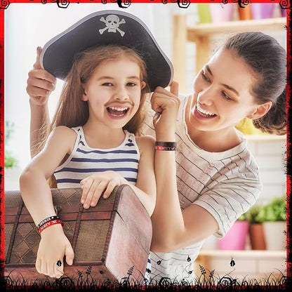 Capoda 24 Pieces Pirate Silicone Bracelets Ahoy Matey Caribbean Rubber Wristbands Skull Pirate Ship Party Favors for Girls Boys Pirate Theme Birthday Party Decorations Halloween Party Supplies